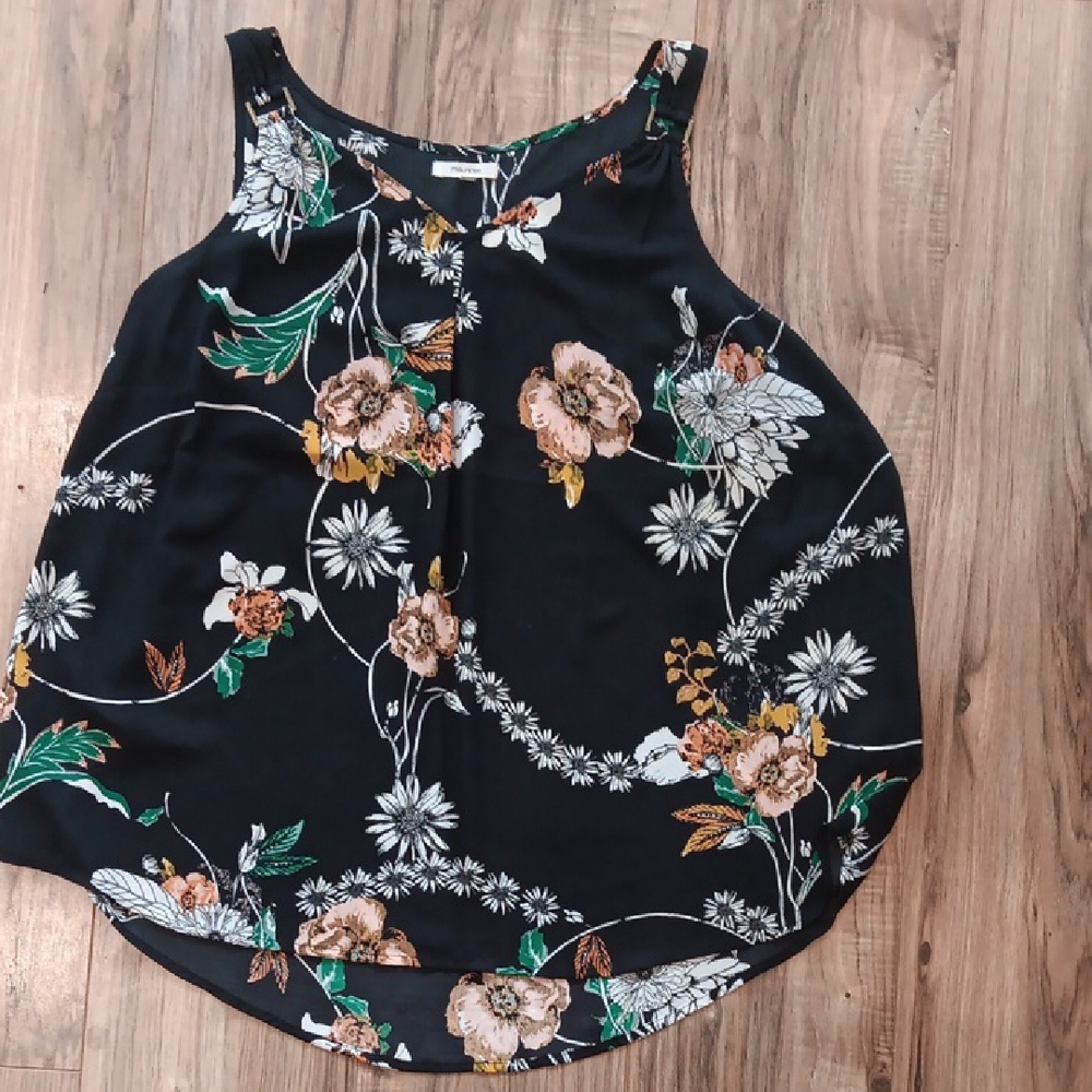 Maurices Black Floral Tank Top